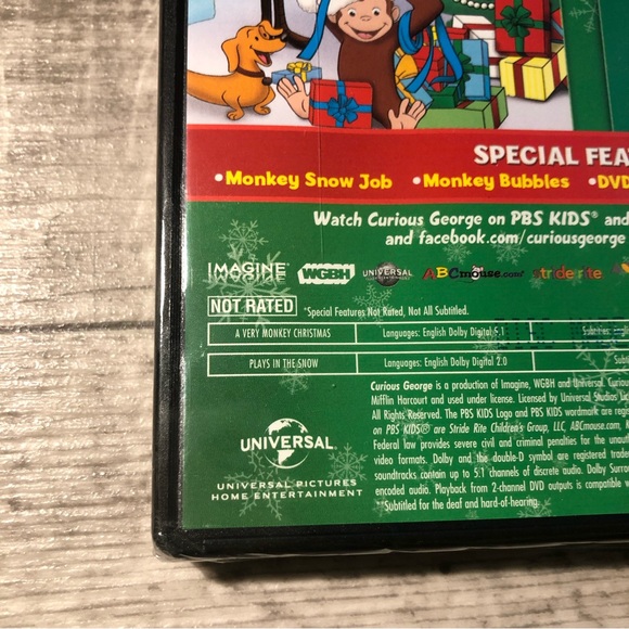 PBS Kids Curious George Holiday 2-Pack New DVD Very Monkey Christmas & Play Snow - Picture 13 of 16